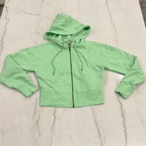 UNIVERSAL THREAD Lime green Full Zip Cropped‎ Fleece Hoodie Jacket Size XS